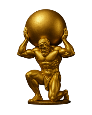 Gold Atlas icon holding a sphere